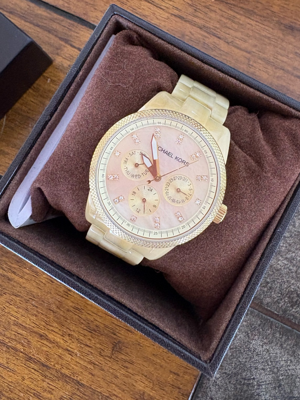 Michael Kors Gold-Tone Rose Dial Chronograph Watch - Picture 6 of 8